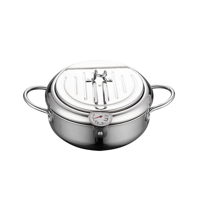 304 Japanese Tempura Stainless Steel Fryer For Household Double Bottom Oil Saving Controlled Temperature Gas Induction Cooker Item Picture