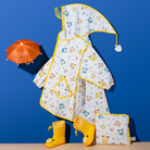 小鹿米利新款儿童雨衣透明印花  男女宝宝卡通防水防风雨披带帽