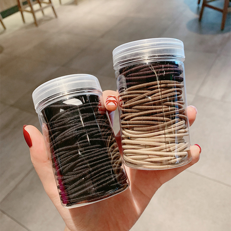 100条装 彩色基础罐装皮筋扎头发发绳简约头绳发圈小清新发饰女