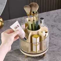Makeup brush storage container Desktop Large capacity lipstick cosmetics storage box Transparent rotating eyebrow pencil container storage shelf