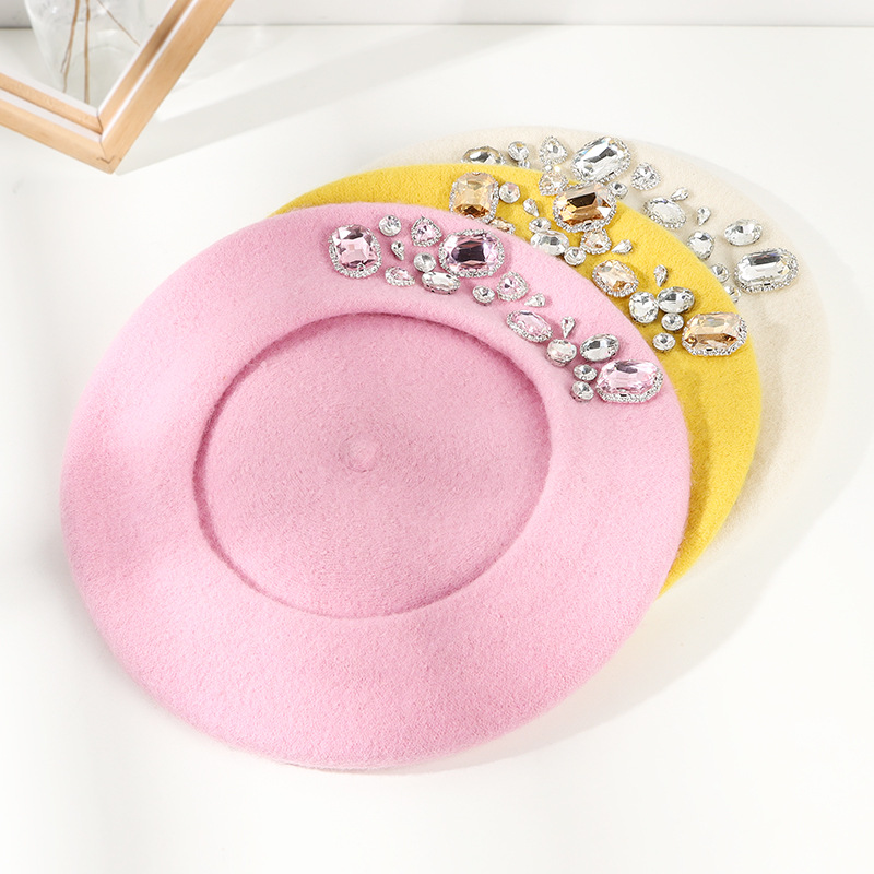 2022 New Woolen And Woolen Painter Hat Korean Style Versatile Hat, The Same Water Diamond Beret As Jang Won-Young, Ive Winter Edition Specification drawing