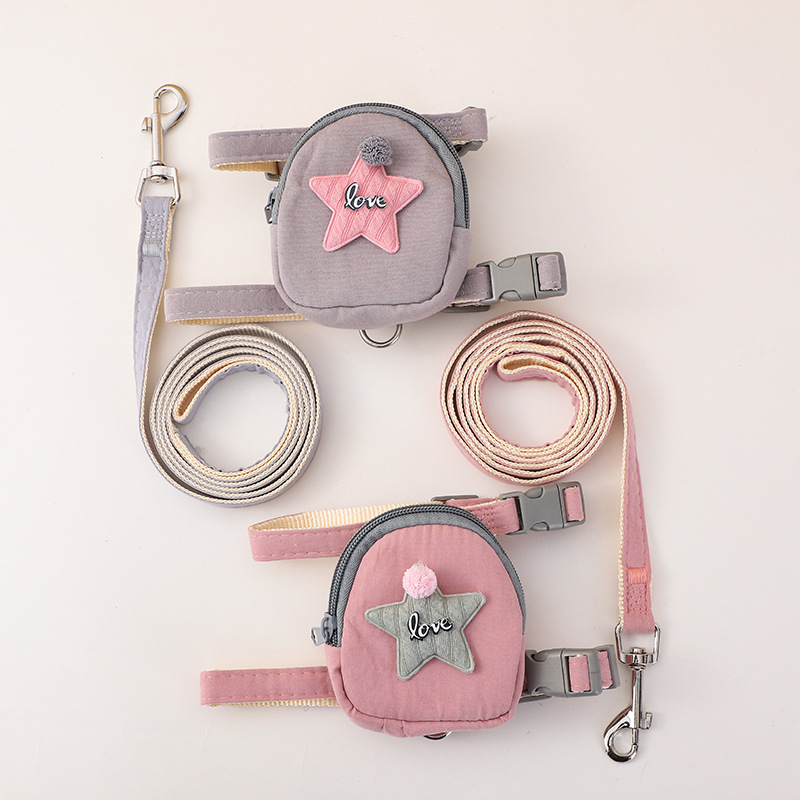 Cat leash, dog chest and back strap, vest style anti-breakaway dog leash for walking outside, cute teddy snack bag details Picture