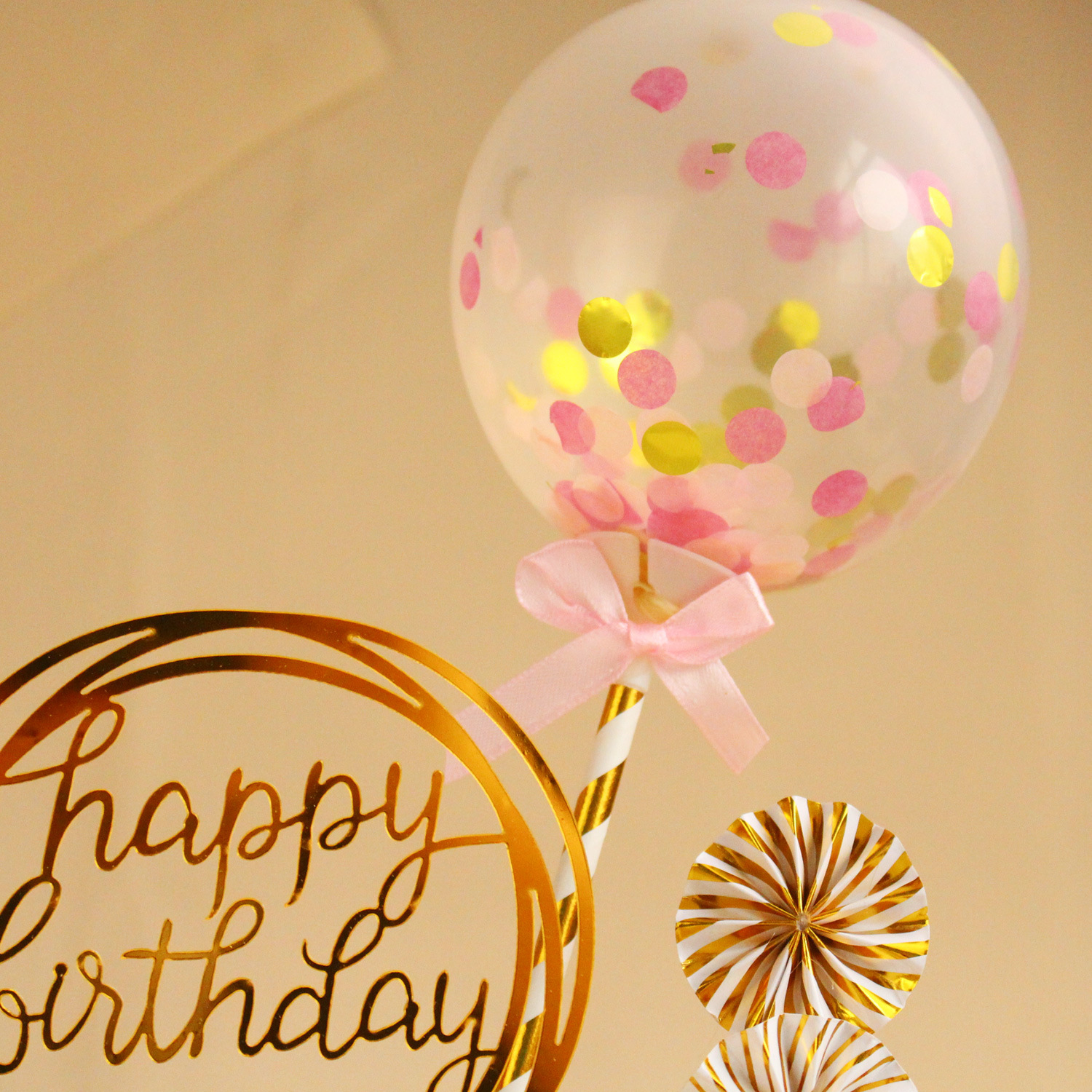 亚马逊 烘焙蛋糕装饰套装 生日蜡烛纸扇气球生日快乐插件插牌套装详情图2