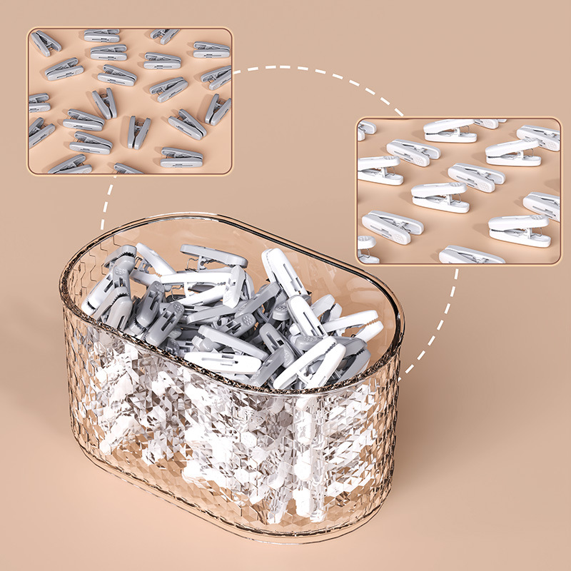 30 sets of seamless windproof clips, wall-mounted storage boxes, plastic clips for drying socks and clothes, and pants clips are durable and resistant to sun exposure Application Scenario