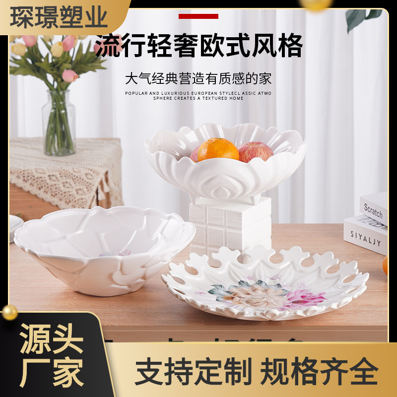 家居琛璟CJ果篮水果盘厨房家用客厅密胺仿瓷果盘水果盘洗菜篮盘子