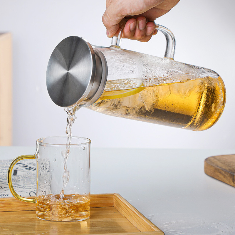 Glass cold water kettle, high borosilicate juice kettle, teapot wholesale, heat-resistant high-temperature large-capacity teapot, household cold water kettle Specification image