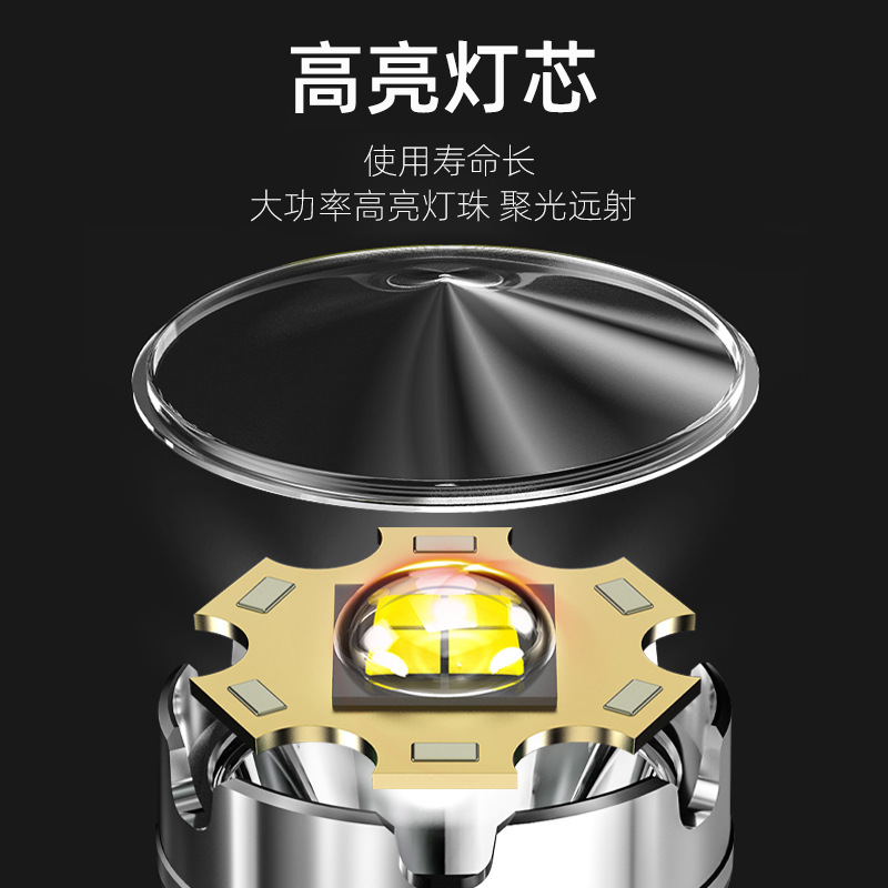 Cross-Border Cob Side Light Flashlight Home Portable Multi-Functional Charging Outdoor Long-Range Led Flashlight Wholesale details Picture