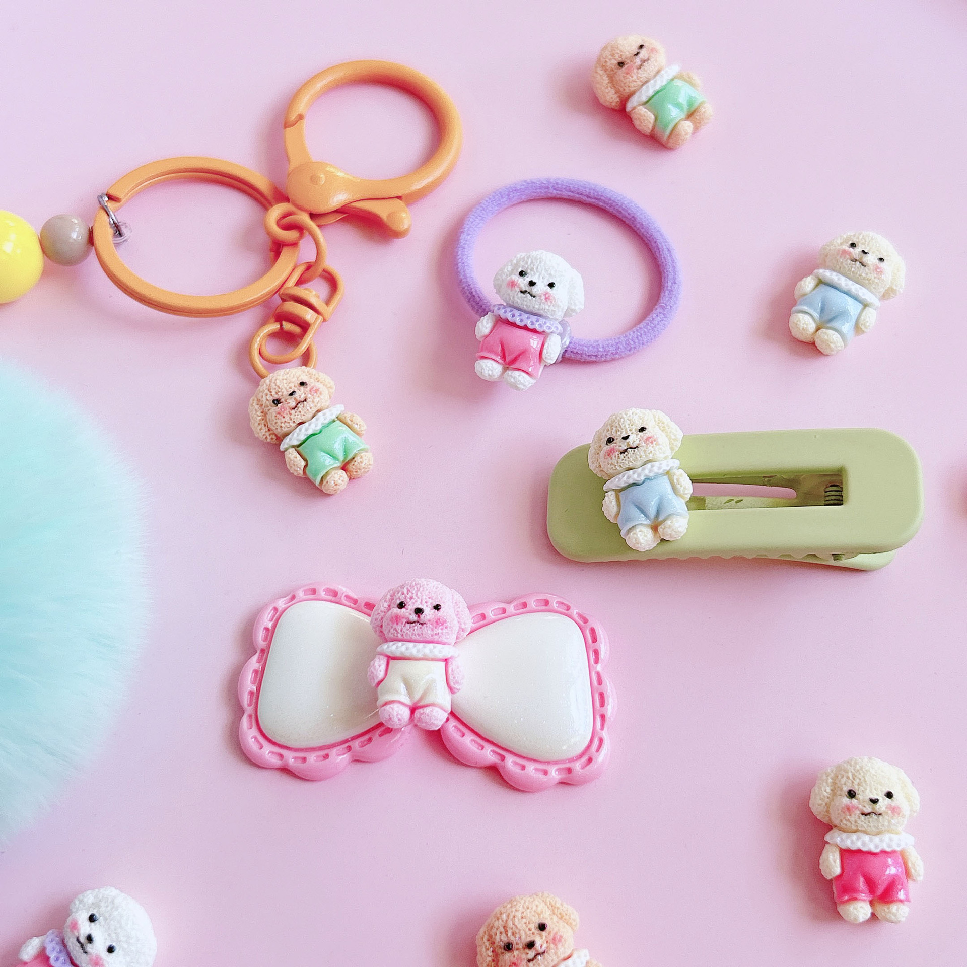 Cute bichon Frise pet dog decoration, diy hair accessories, hair clips, handcrafted creative pendants, shoe buckle stickers Specification image