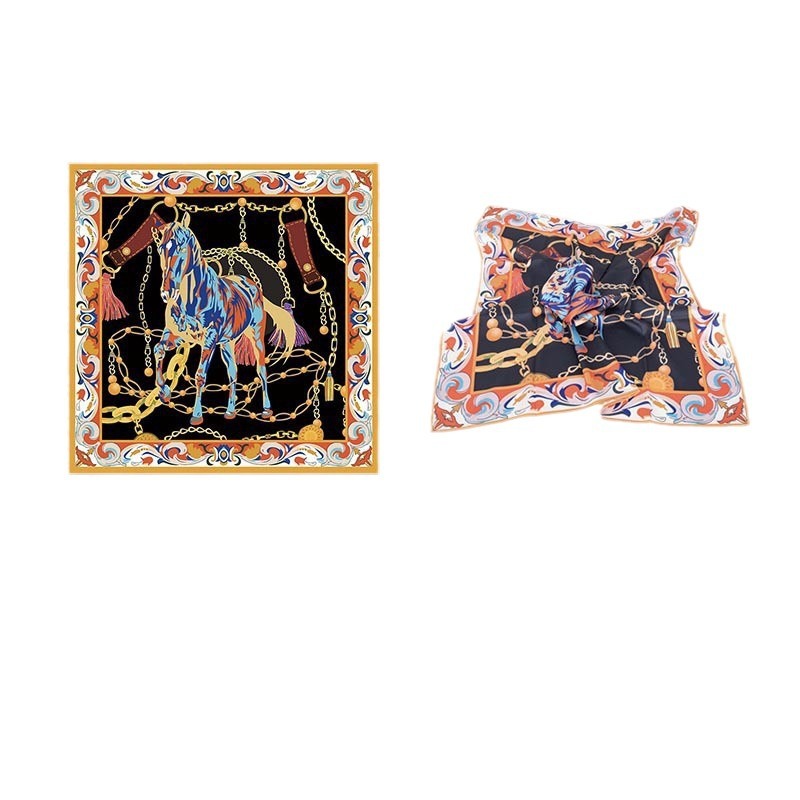 Silk Scarf Shawl With Women's Summer Thin Scarf Triangle Scarf Hair Accessories Custom Silk Scarf Square Senior Sense Item Picture