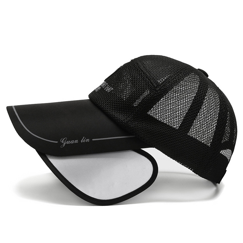 Summer pull-out brim net hat, fashionable, casual, sporty, trendy, sunshade and sun protection, embroidered letters, suitable for men, women, middle-aged and elderly details Picture