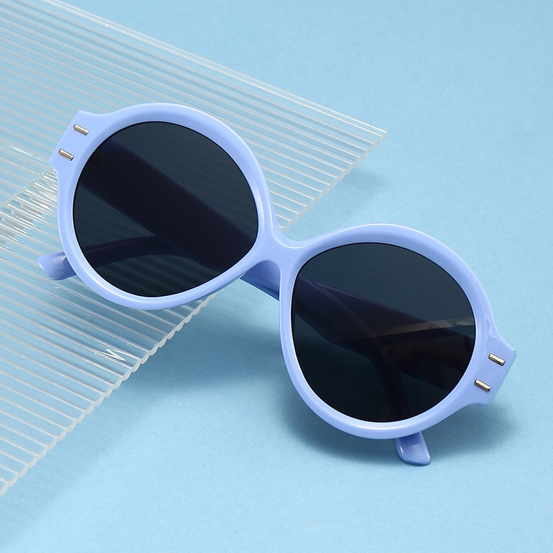 New round custom-made sunglasses, European and American fashion outfits, sunshade and sun protection, jelly-colored glasses details Picture