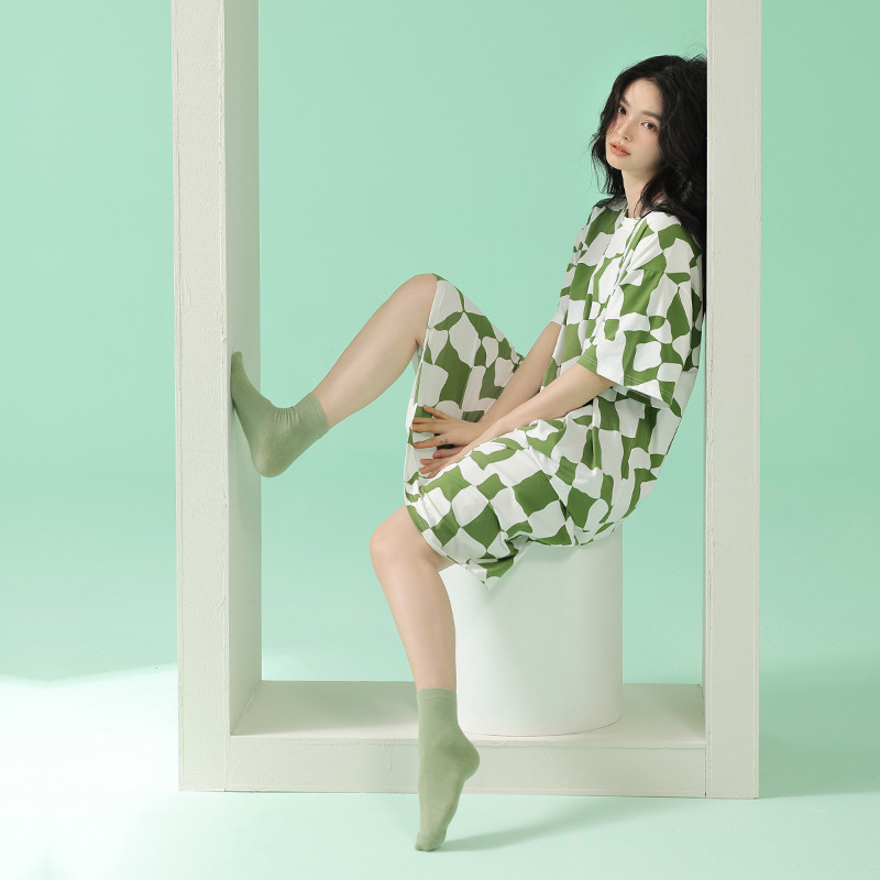 【 Antibacterial Cotton 】 Spring and summer stretched-frame cotton nightwear for women, mid-length skirts, short sleeves, thin pure cotton women's home wear Application Scenario