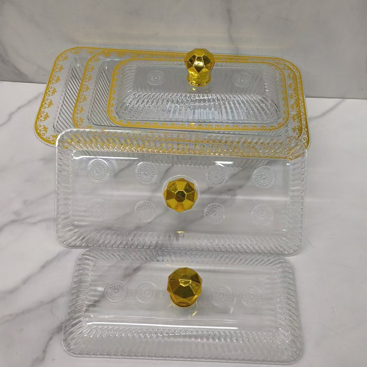 Square light luxury fruit plate, living room household coffee table, snack and candy, nut, dried fruit plate, storage box Item Picture