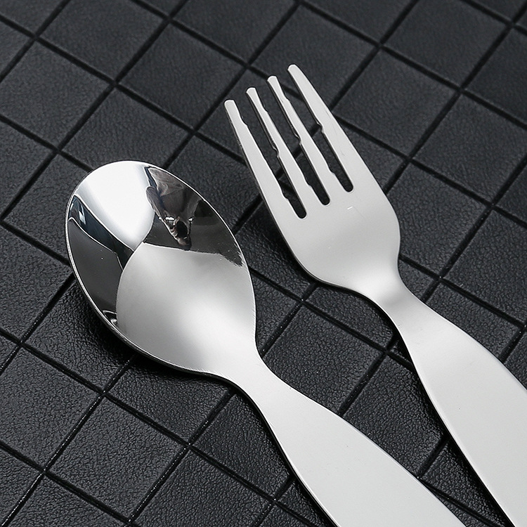 Creative Children's Stainless Steel Spoon And Fork Set Flat Handle Thickened Toddler Spoon Baby Spoon Eating Small Spoon And Fork Application Scenario