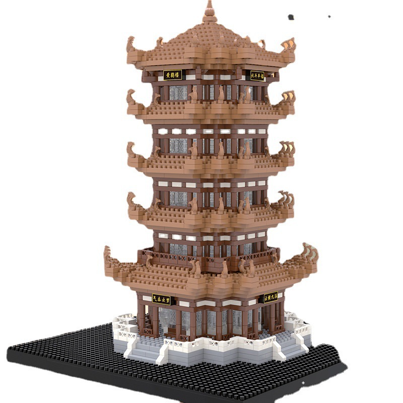 The Chinese trend and Chinese-style building blocks of Yellow Crane Tower are compatible with LEGO boys' building assembly ancient architecture puzzle toy models Item Picture