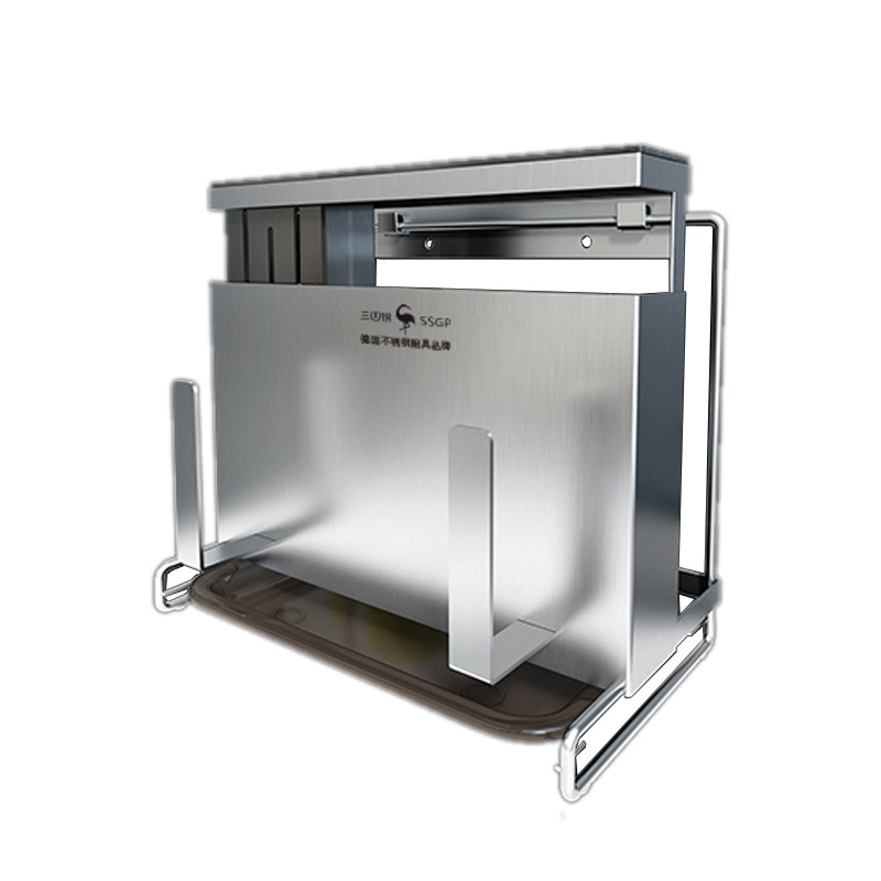 Three Or Four Steel Storage Rack Stainless Steel Tool Storage Rack Wall-Mounted Perforation-Free Kitchen Knife Cutting Board Integrated Knife Holder Item Picture