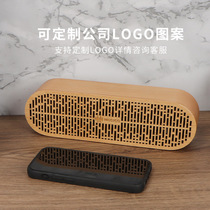 New wooden wireless stereo Bluetooth small speaker Oval retro twin speakers for 8 hours factory