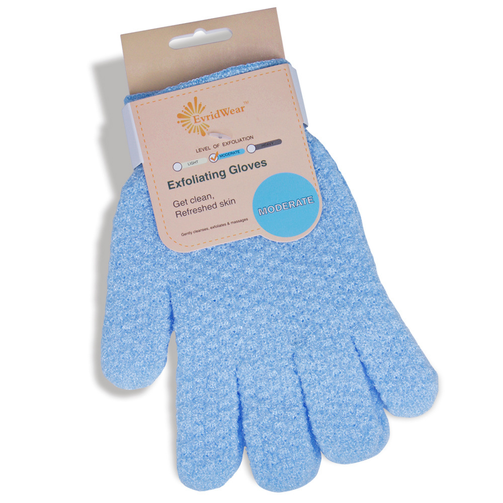 Nylon bath gloves with five fingers