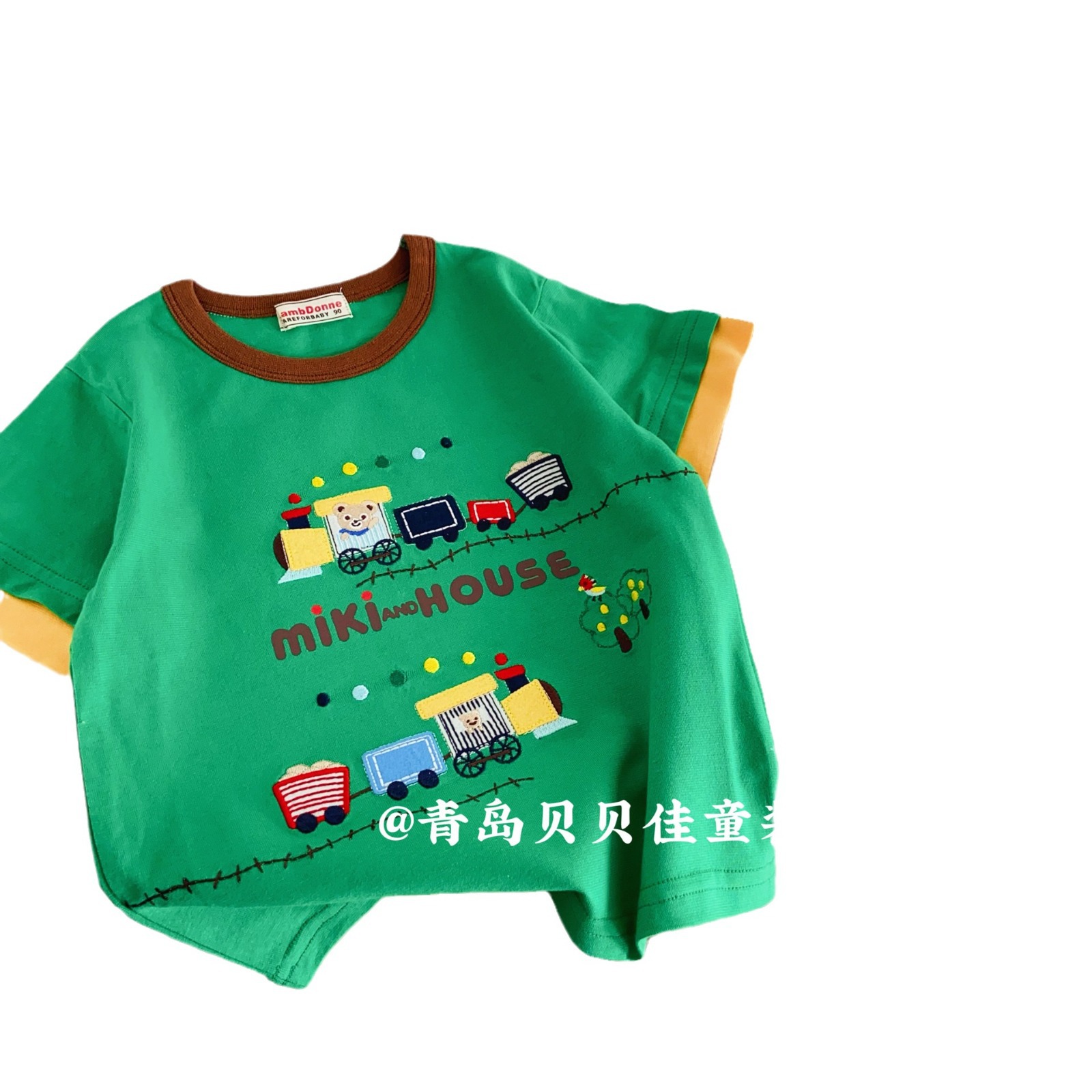 Boys' short-sleeved T-shirts, Japanese Miki summer thin style, 2024 Girls' short-sleeved wholesale, small and medium-sized children's foreign trade children's clothing Item Picture