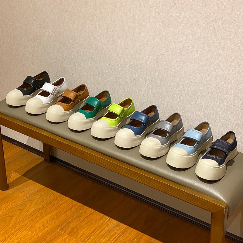 赵露思同款法式丑萌mona玛丽珍鞋2023年复古厚底小白鞋大头单鞋