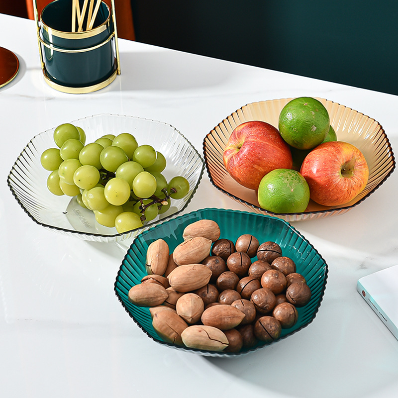 Light luxury stripe fruit tray family living room dry fruit tray plastic candy tray tea table melon seed tray fruit bowl snack tray details Picture