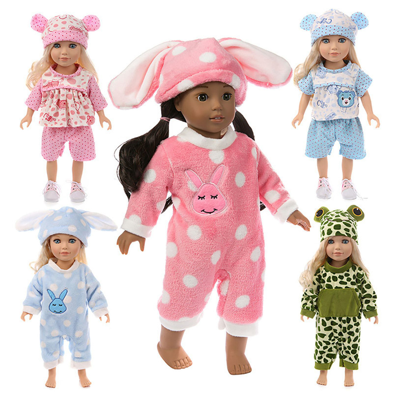Dibei 18-inch American girl clothes, Summer doll clothes, rabbit and frog rebirth doll simulation doll clothes details Picture