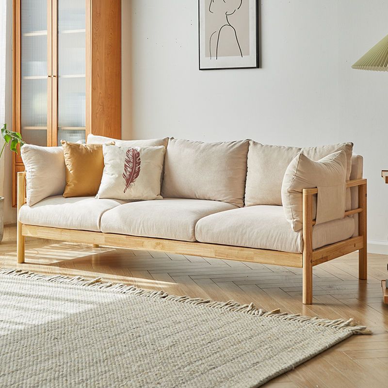 简约现代三人位布艺沙发可拆洗日式实木沙发原木风客厅小户型北欧产品图
