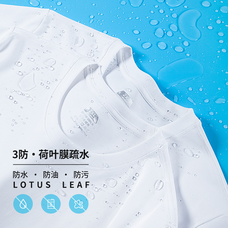 CVC cotton T-shirt, third-generation water cloud cotton three-proof T-shirt, short-sleeved for men and women, summer round-neck half-sleeve white T-shirt base layer details Picture