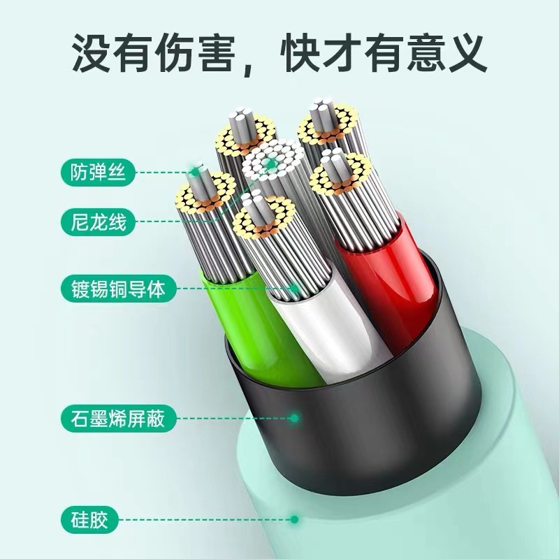 Jike Cable Douyin version 6A zinc alloy fast charging 120W liquid silicone thickened customized USB mobile phone data cable Application Scenario