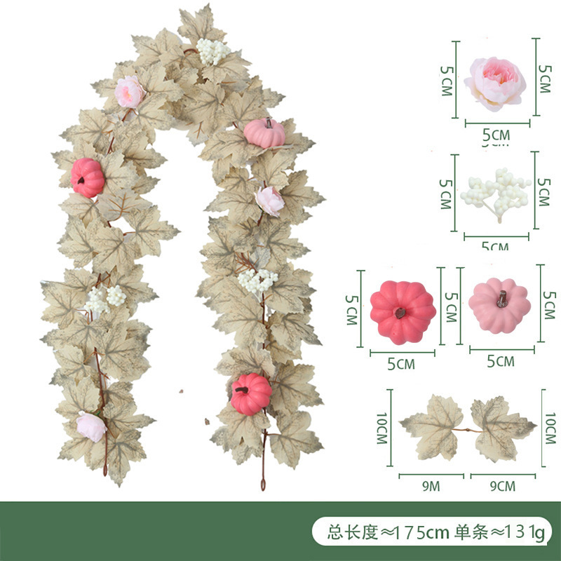 Artificial maple leaf rattan cross-border autumn outdoor decoration arrangement Artificial maple leaf autumn wreath Artificial maple leaf rattan pic 38