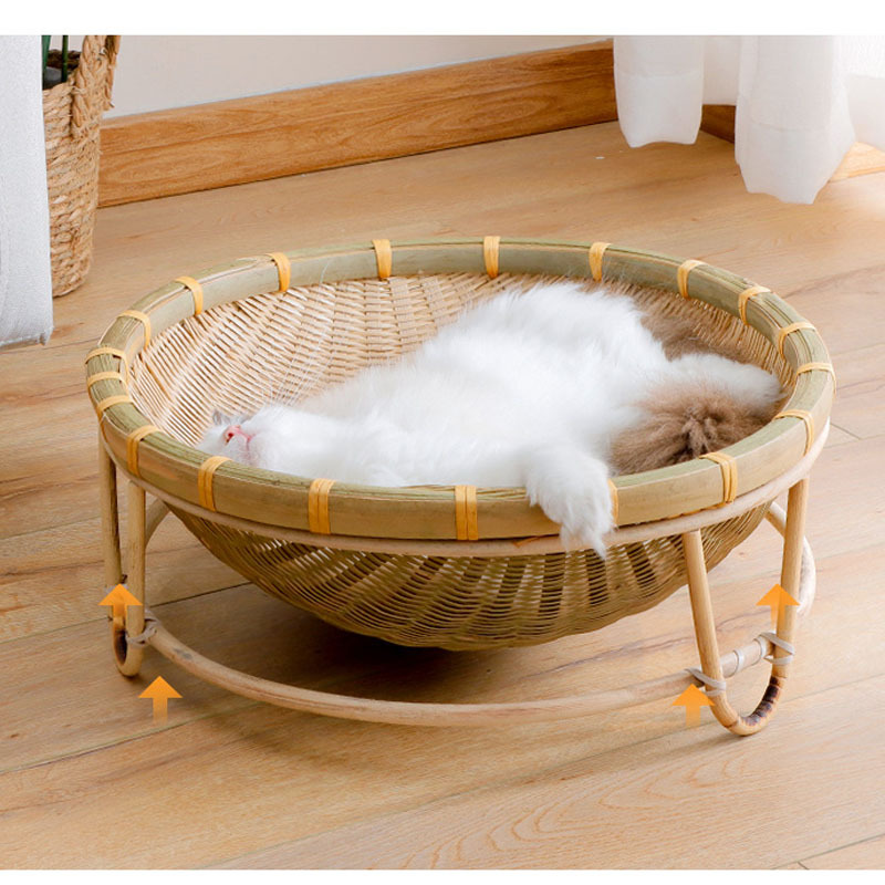 Bamboo products for summer cool nests, suitable for all seasons, rattan woven villas, popular for young cats and pet cat beds, bamboo woven double-layer wholesale Application Scenario