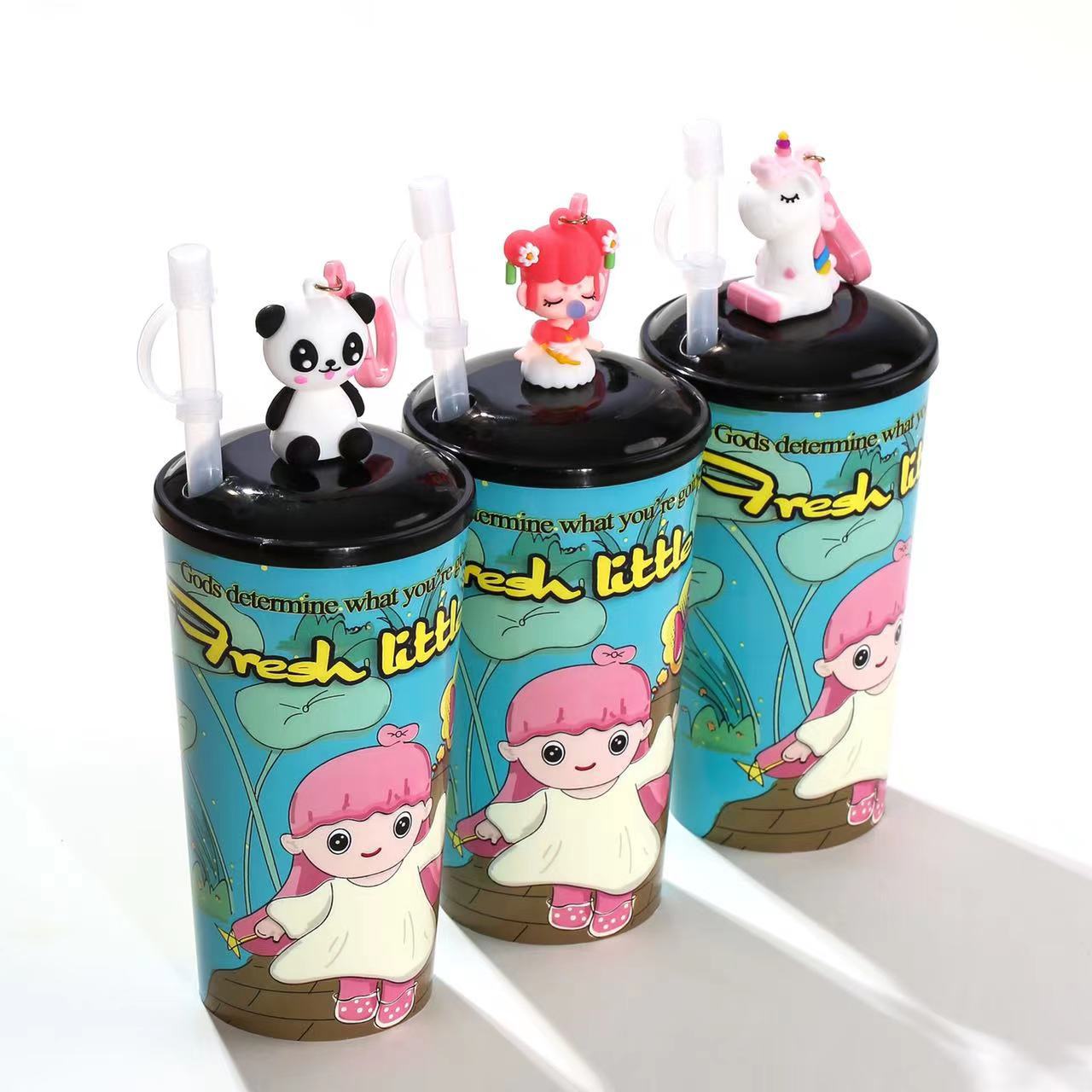 厂家直购普通一次性卡通直身圆桶彩色印刷出口奶茶旅游果汁饮料杯
