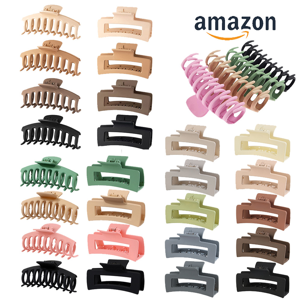 [Amazon Explosive Non-Trace Painting] Cross-Border Frosted Ps Material Hair Grab Rectangular Claw Clip Factory Goods