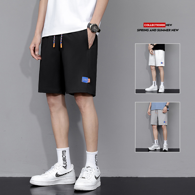 2024 Spring/Summer trendy loose solid color men's casual pants, sportswear pants, plus-size shorts, thin ins Hong Kong style Specification image