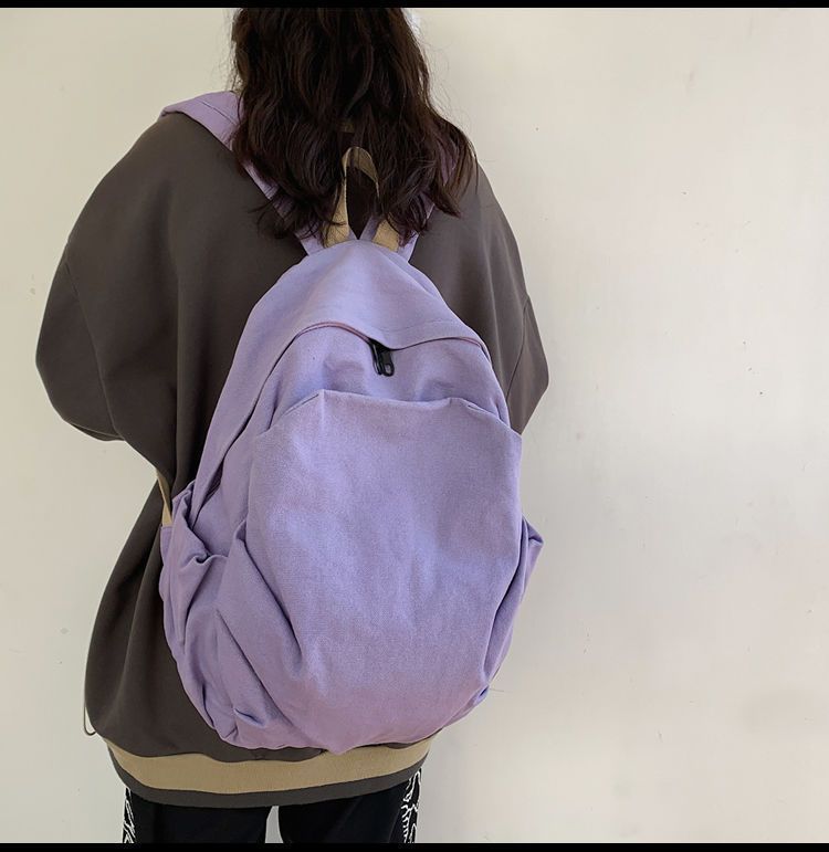 小众帆布书包女新款大容量大学生简约初中复古背包双肩包旅行原宿详情9