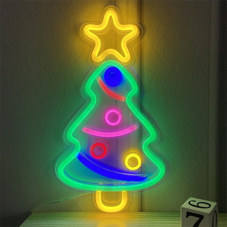 led neon backboard Christmas tree, transparent acrylic neon light Christmas tree decorative item, festival light