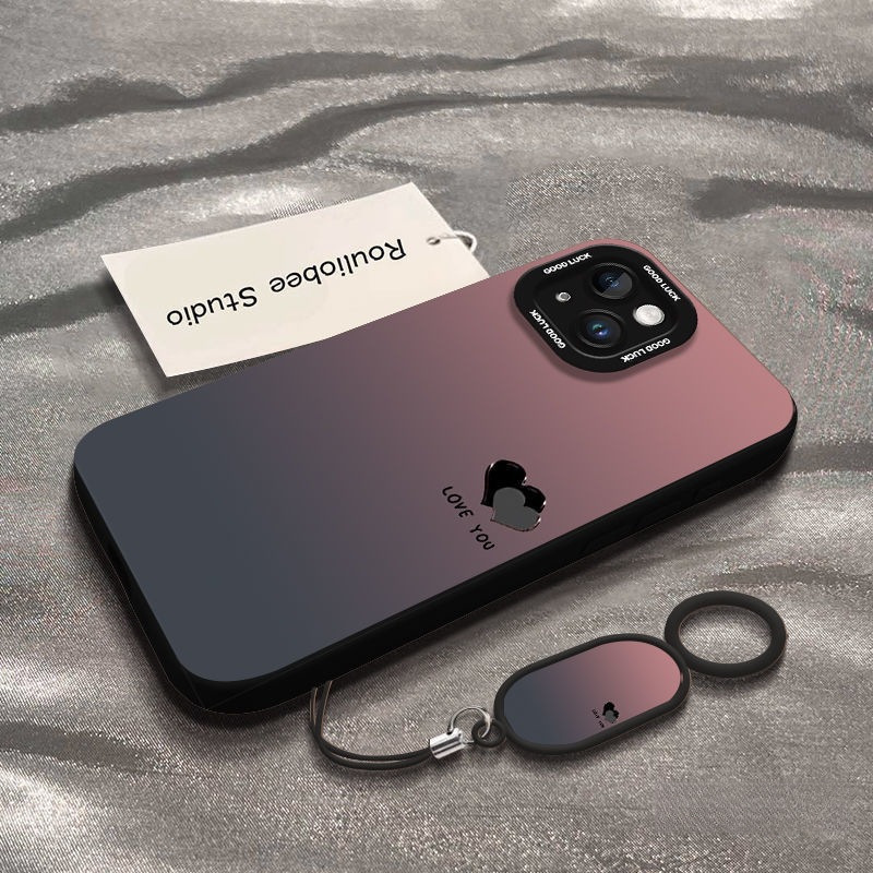 渐变手机壳爱心16promax新款手机iPhone15Plus/13mini14/12保护套