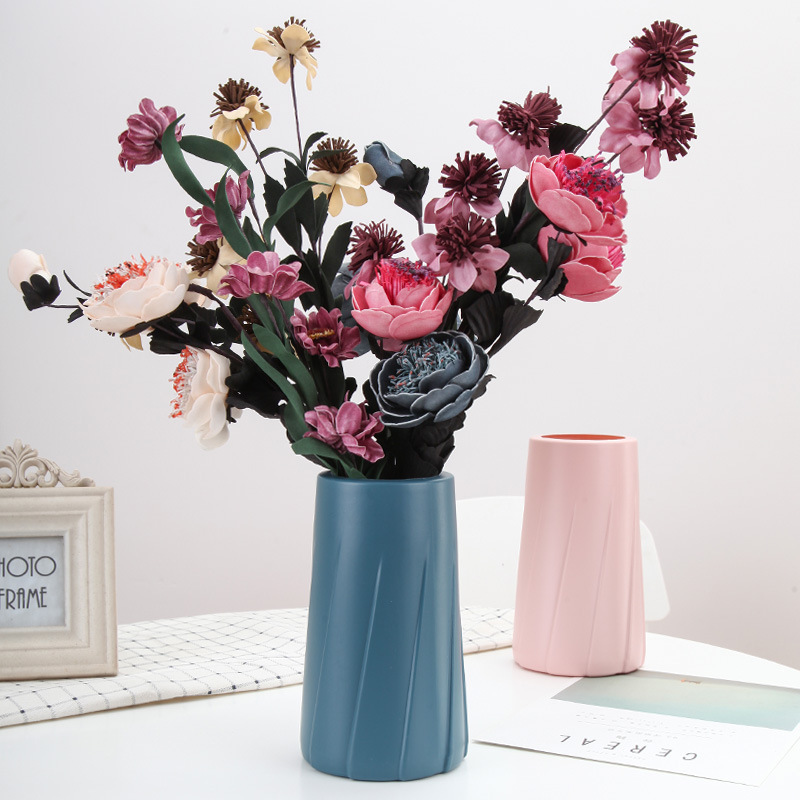 Modern and simple plastic vases, creative decorative items, European-style imitation ceramic vases, Nordic INS style details Picture