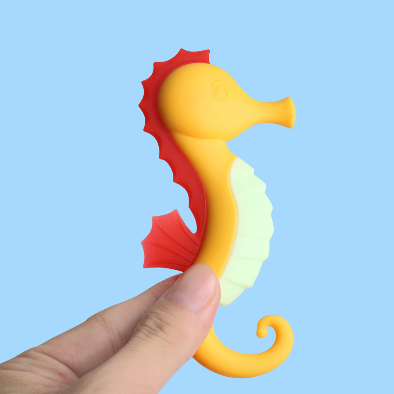 婴儿海马牙胶食品级磨牙胶软硅胶双色立体牙胶出牙玩具咬胶磨牙器详情图2