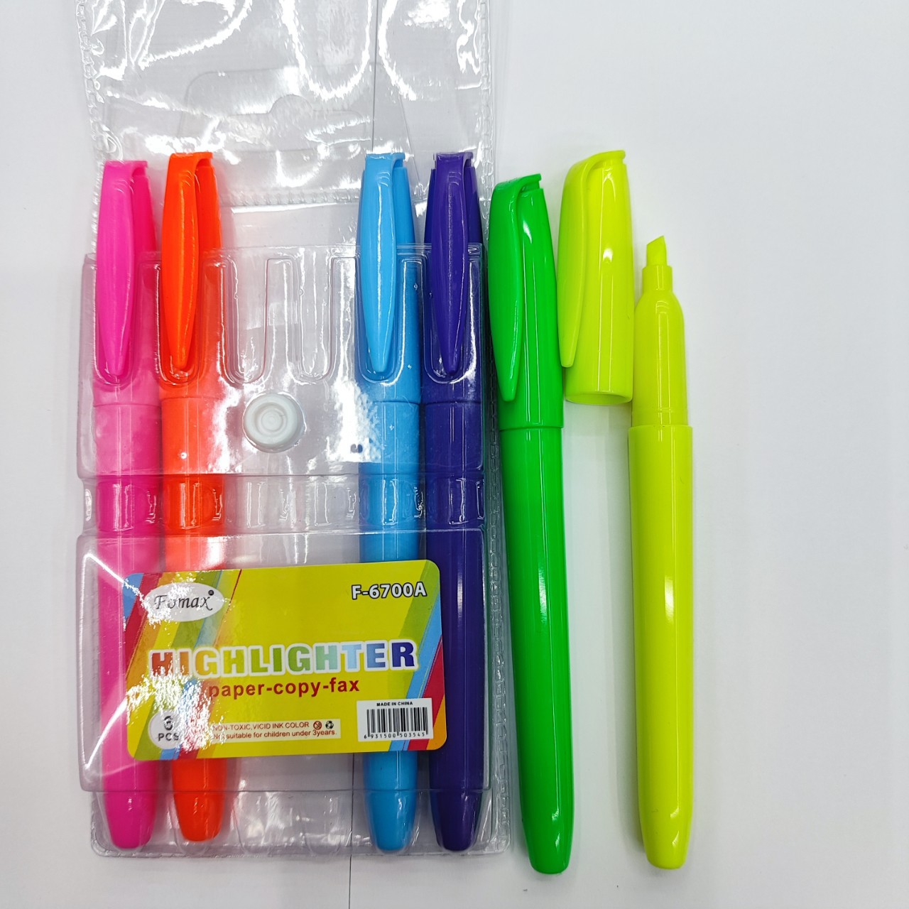 Fomax Pen F-6700A Classic Color F-6700B Macaron Color Oblique Head 6-Color Highlighter Specification drawing