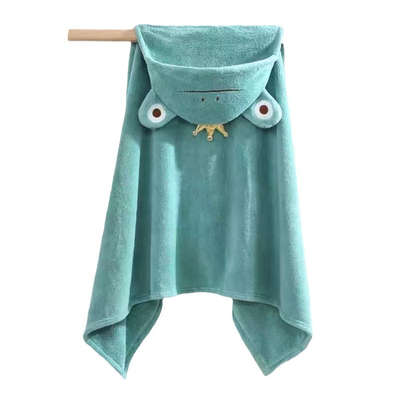 Manufacturers Wholesale Children's Shower Skirt Hooded Coral Velvet Cloak Cloak Bathrobe Lovely Soft Absorbent Beach Towel Towel Item Picture