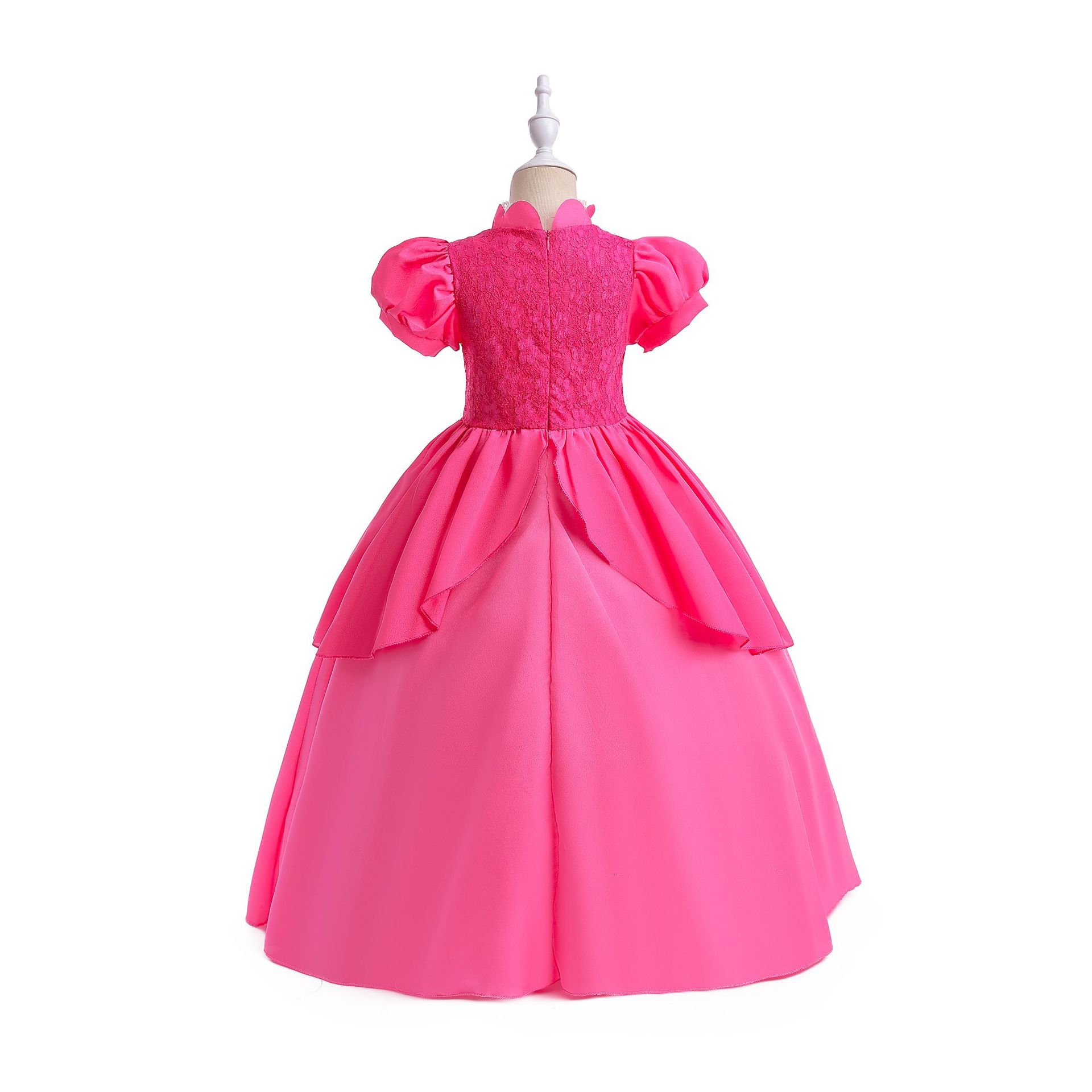 New export product cosplay Princess Peach Girls' dress, lace patchwork puffed sleeve performance costume Specification image
