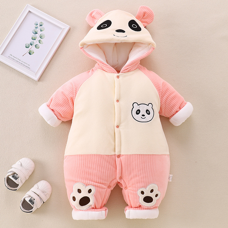 New baby one-piece garment, winter thickened cotton-padded clothes for boys and girls, crawling suits for newborns, warm outerwear for going out Specification image