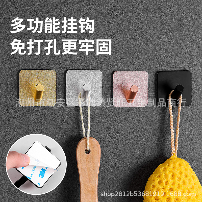 Cross-border space aluminum coat hook, strong adhesive hook, seamless adhesive hook, bathroom and kitchen door rear hook, nail-free single hook, multi-functional Specification image