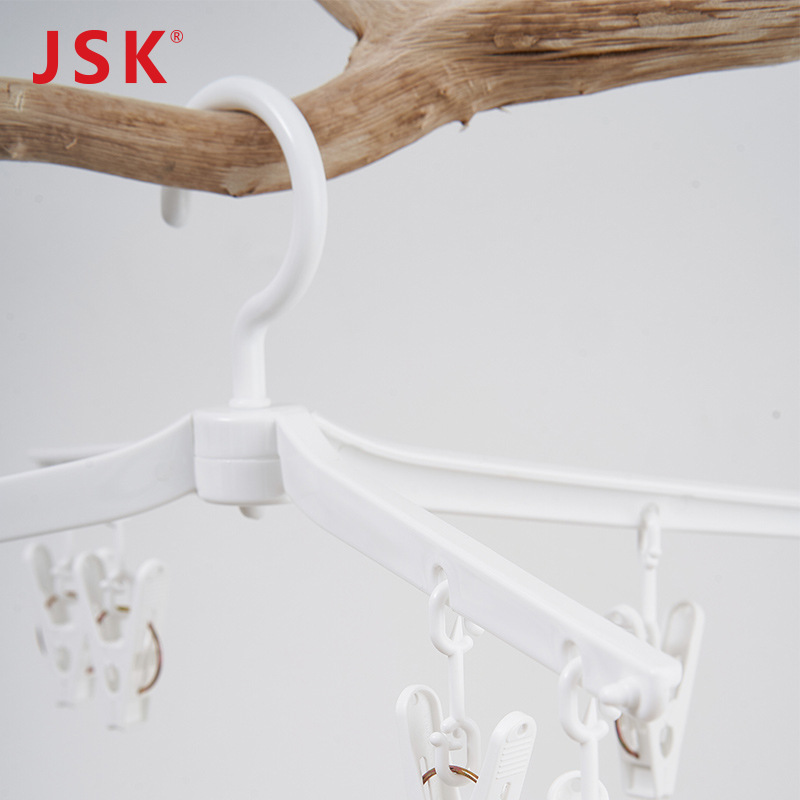 Japan JSK cross hanger multi-functional pants rack pants clip drying windbreaker rack household can rotate with clip wholesale Specification drawing