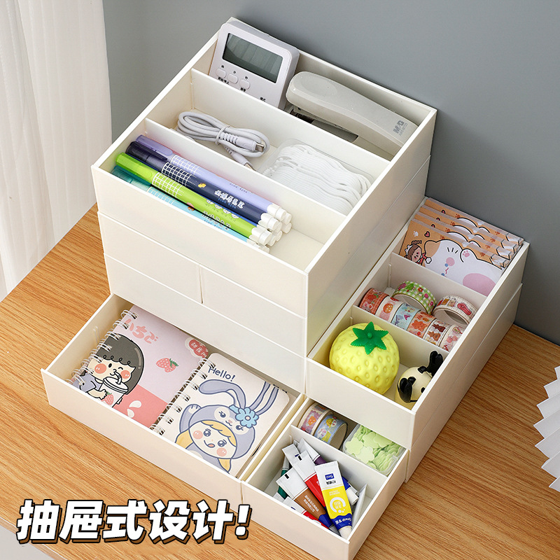 Multi-functional drawer storage box, organizing box, built-in partition, extendable, kitchen tableware, cosmetics and sundries compartments Application Scenario