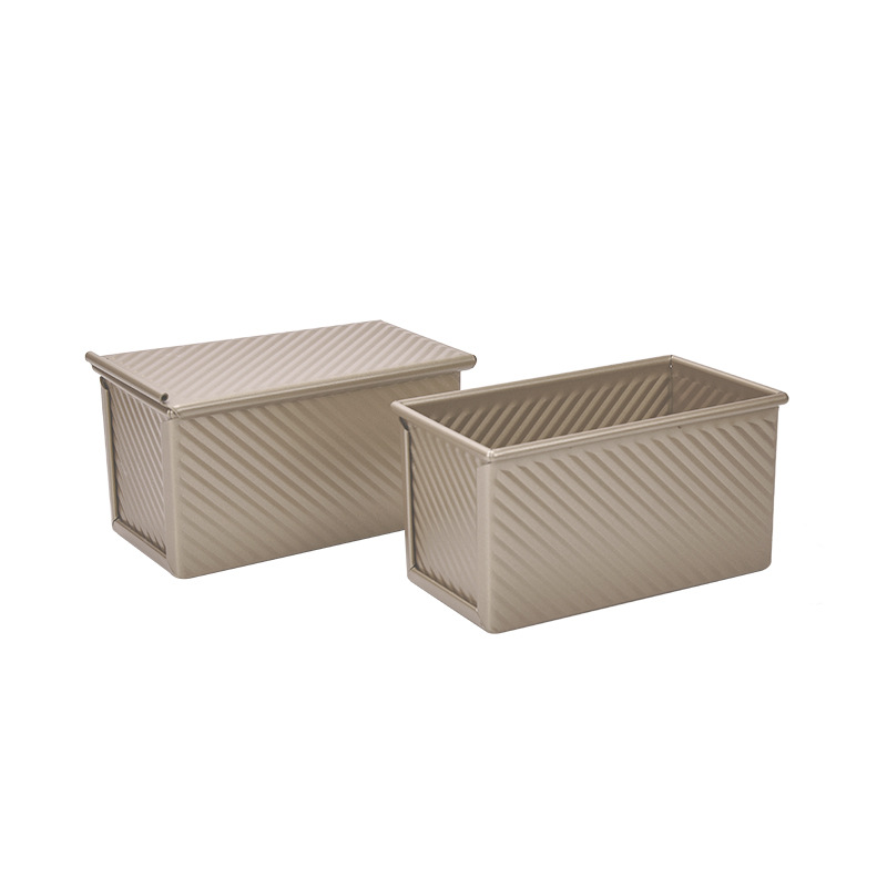 Gold Carbon Steel Corrugated Toast Box With Lid Baking Tools Bread Mold Toast Box Toast Baking Cake Mold Item Picture