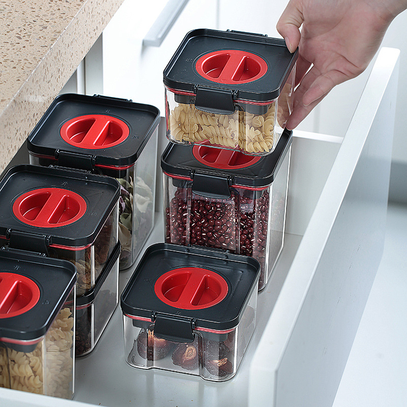 Rotary Sealed Tank Kitchen Household Storage Tank Plastic Transparent Can Be Superimposed Watertight Grain Storage Box