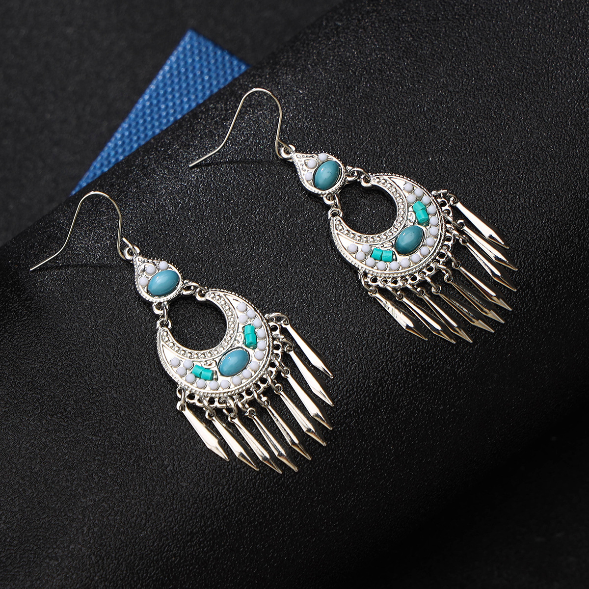 Handmade Retro National Romantic Su Long Earrings Bohemian Earrings Fashion Court Ear Hanging Factory Direct Sales Specification drawing