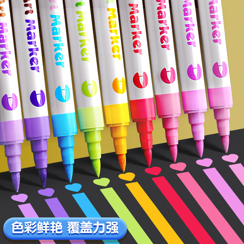 Customized double-headed acrylic markers from the manufacturer, colored pens for primary school students' art drawing, DIY acrylic pens for children, cross-border Specification image